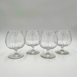 Set of 4 Brandy Cognac Snifters Cocktail Glasses Stemware Barware Scalloped